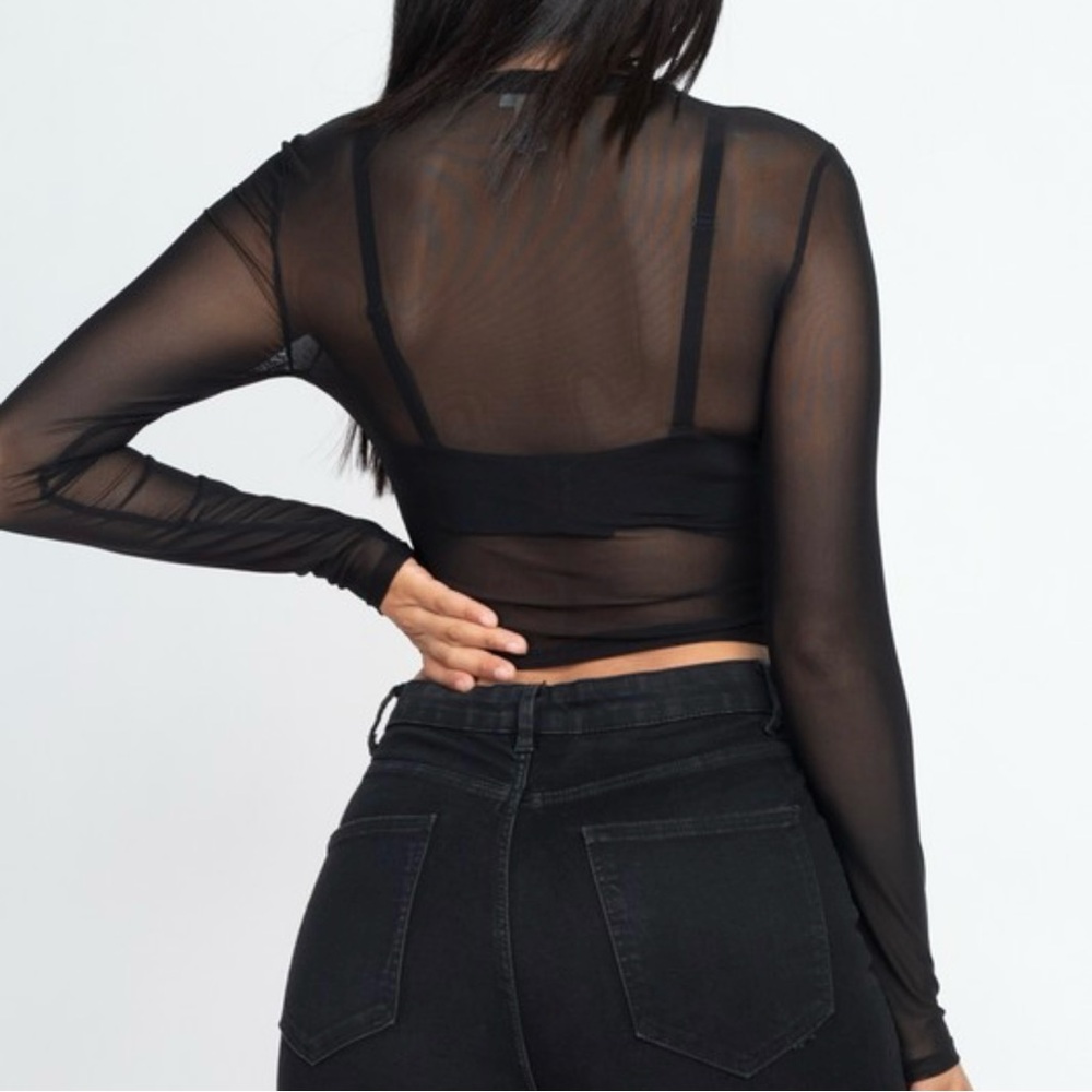 Long Sleeve Transparent Top - Size Large - Picture 2 of 5